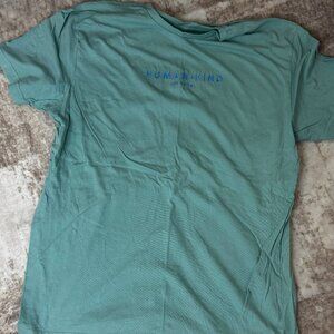 Green Cotton S/S T-shirt w/ Human * Kind (Play on Words) on Front in Teal, XL
